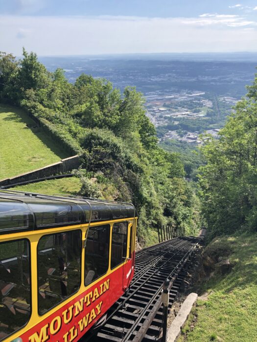 Things to do on a Weekend Getaway to Chattanooga, TN - Incline Railway view from the top of Lookout Mountain